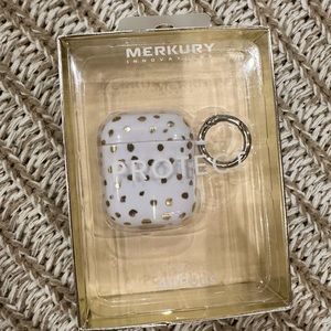 Mercury White Gold Polka Dot Apple Airpod Case NEW